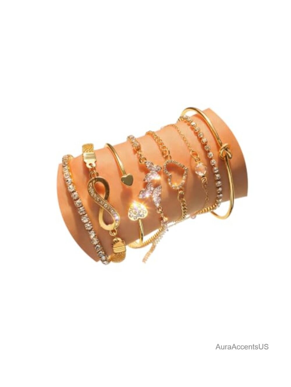 Stackable Bangle Bracelet Set for Women Rhinestone Charm Cuff Chain